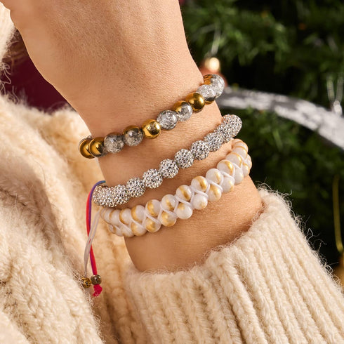 Gold Chrome x White Glitter Glass Bracelet